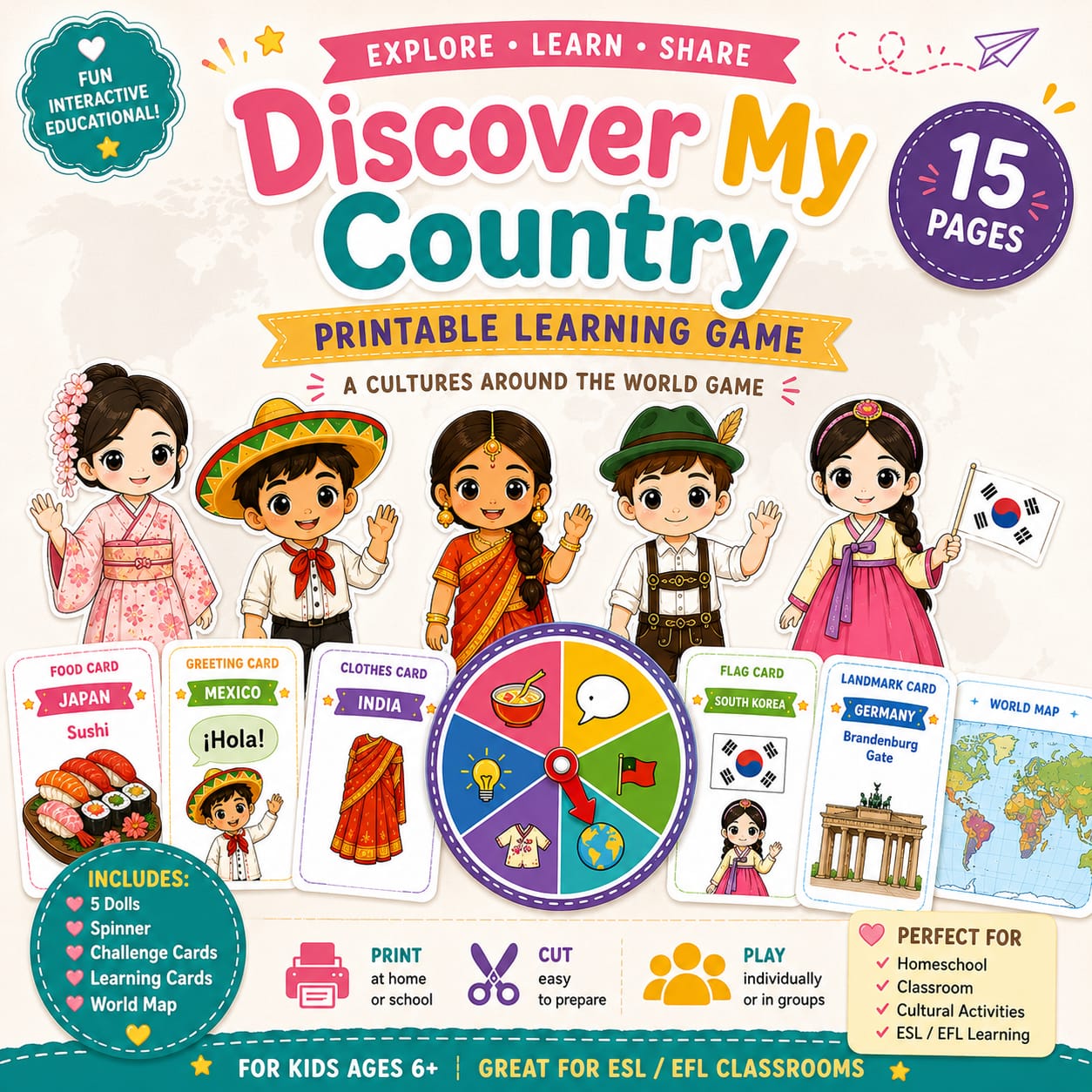 Countries Around the World Printable Game